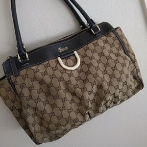 Sold GUCCI Brown Canvas and Leather Tote Bag